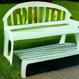 generated: a white plastic bench with a high arched back #4